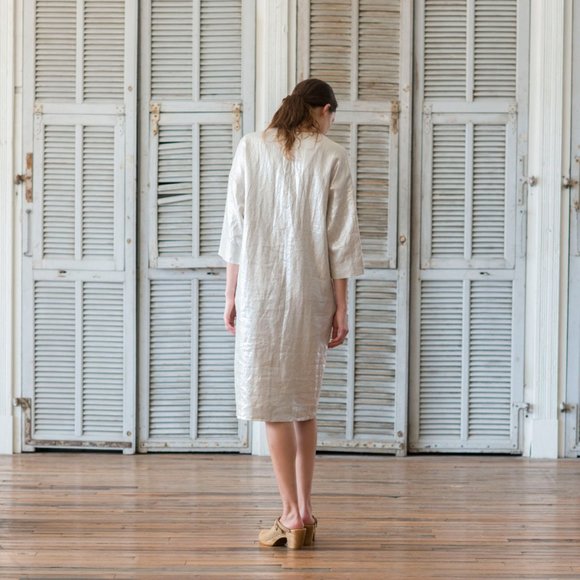 Horses Atelier Smoking Dress in Italian Metallic Linen size 1 - Picture 3 of 13